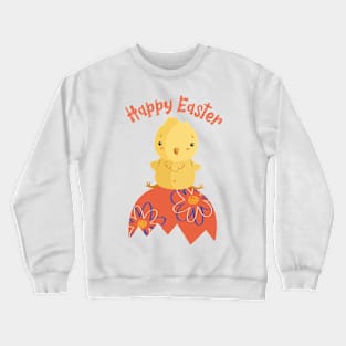 Cute Happy Easter Chick and Cracked Egg Crewneck Sweatshirt